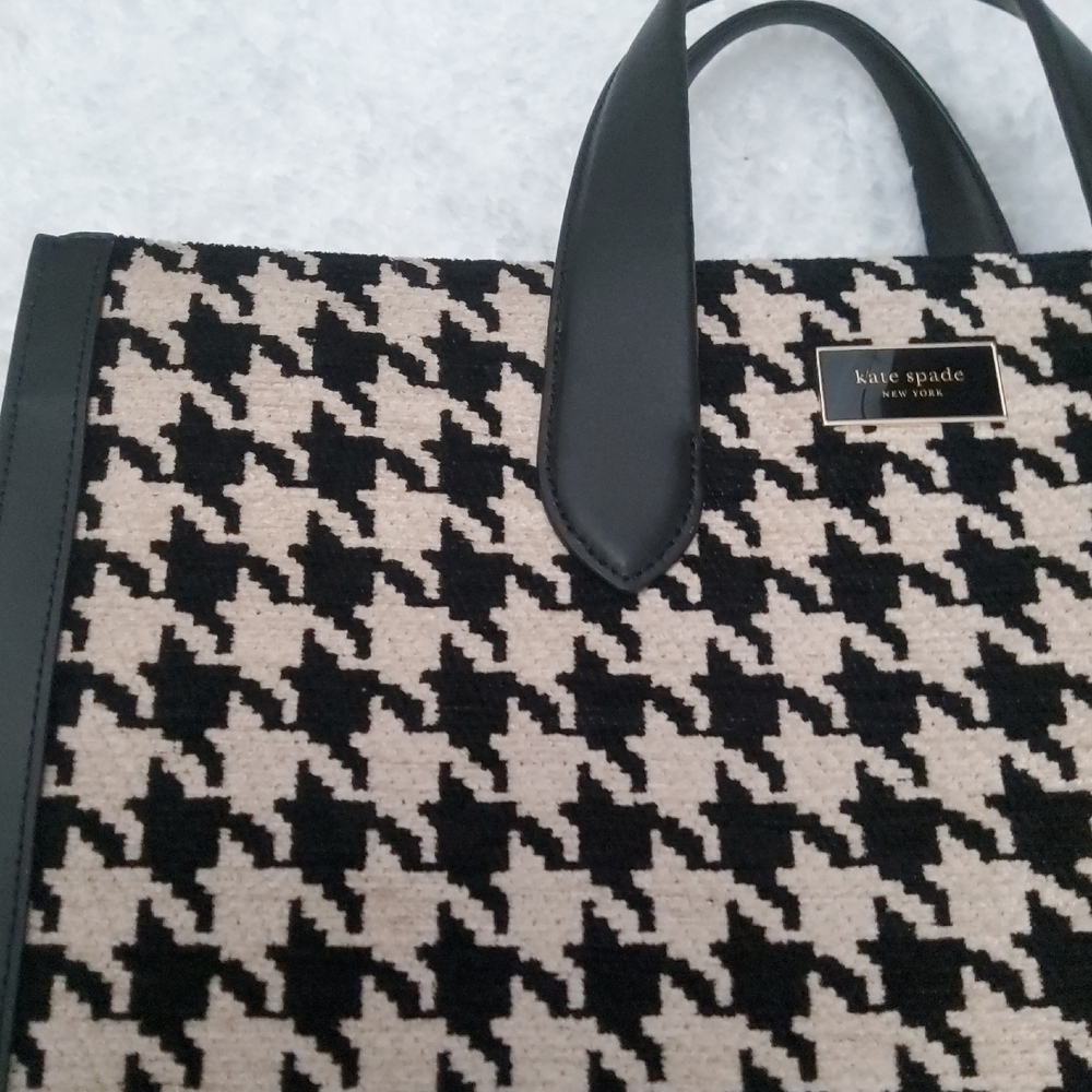 TWEED FOR FALL!  Kate Spade Houndstooth Tote - Picture 3 of 10